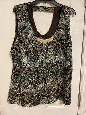Russell Kemp Multicolor Knit Scoop Neck Tank — Teal, Brown, Cream, Black